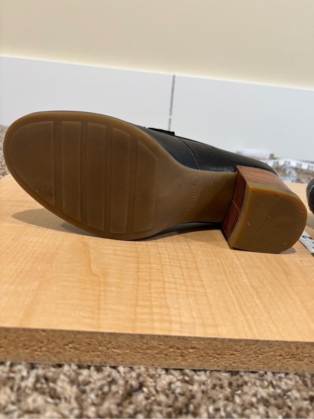 Sperry’s Classic Black Leather Block Heel Loafers - Picture 7 of 9
